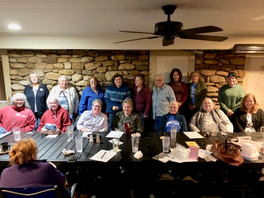 The group at the September Clinton County Democratic Women meeting. Back Row: Mary Ann Clark, Lois Day, Angela Black, Rose Reeder, Elsie Miller, Sandy DeBonis, Lianne Russell, Pat Hancock and Shanan Miller; Front Row: Democratic nominee for Pennsylvania's 76th Legislative District Denise Maris, Rebecca Forbes, Debbie Meder, Liz Webb, Joan Heller, Roberta Doyle and Angela Harding; Back to Camera: Barb Kulak.