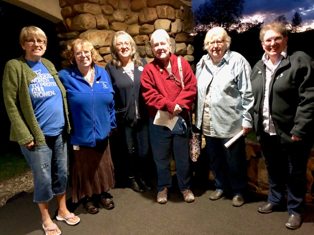 Democrats recognized in September for 20 or more hours of volunteer service. Pictured, from left: Pat Hancock, CCDW President, is pictured with the members recognized, including: Angela Black, Mary Ann Clark, Rebecca Forbes, Sandra DeBonis and Debbie Meder.